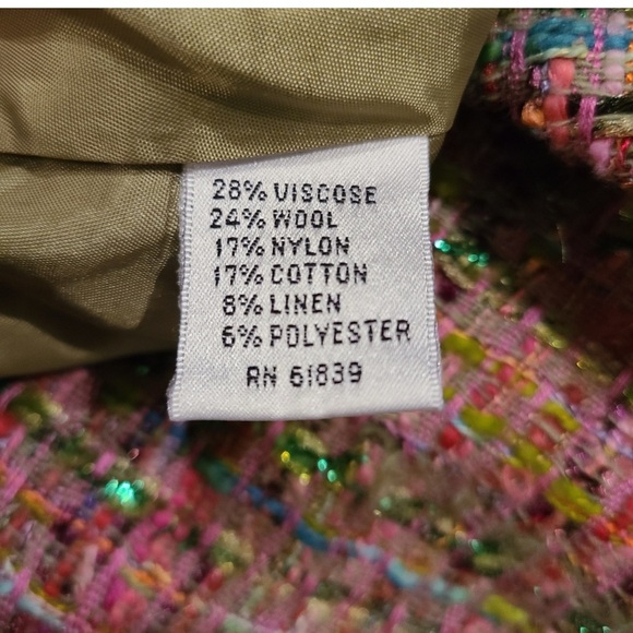 Two Piece EUC Rickie Freeman Teri Jon skirt suit with blazer green & pink size 8 - Picture 9 of 10
